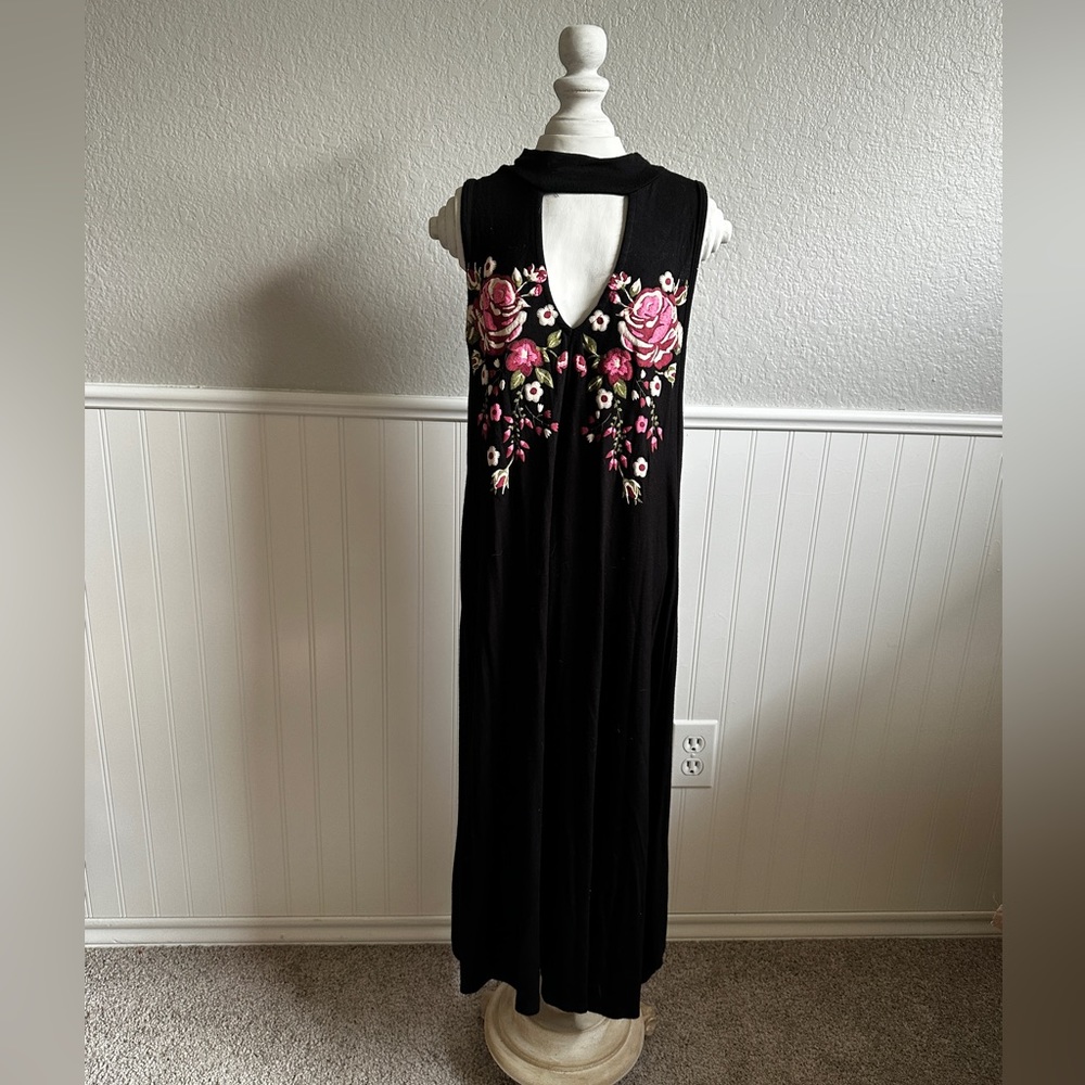 Black Floral Midi Dress